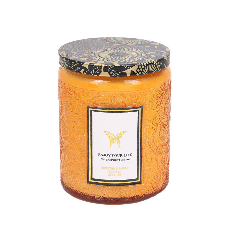 Embossed Glass Fragrance Handmade Gift Aromatherapy Soy Candles Embossed Glass Fragrance Handmade Gift Aromatherapy Soy Candles